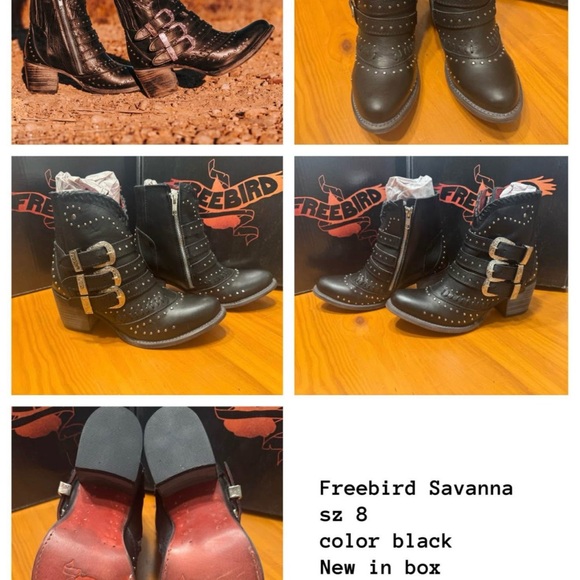 Freebird by Steven Savanna Black Studded Buckle Ankle Boots - Picture 6 of 6